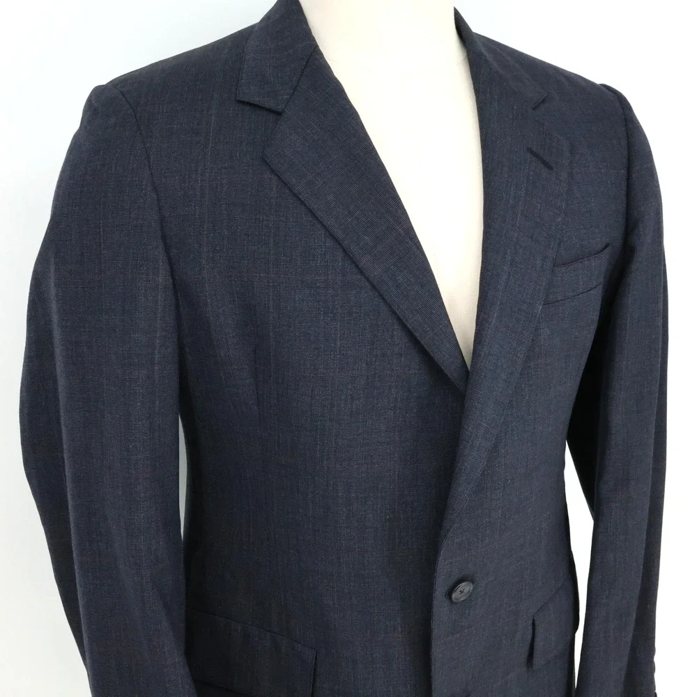 Hart Schaffner Marx Sport Coat Mens 40R Gray Micro Check Plaid Jacket Vintage
